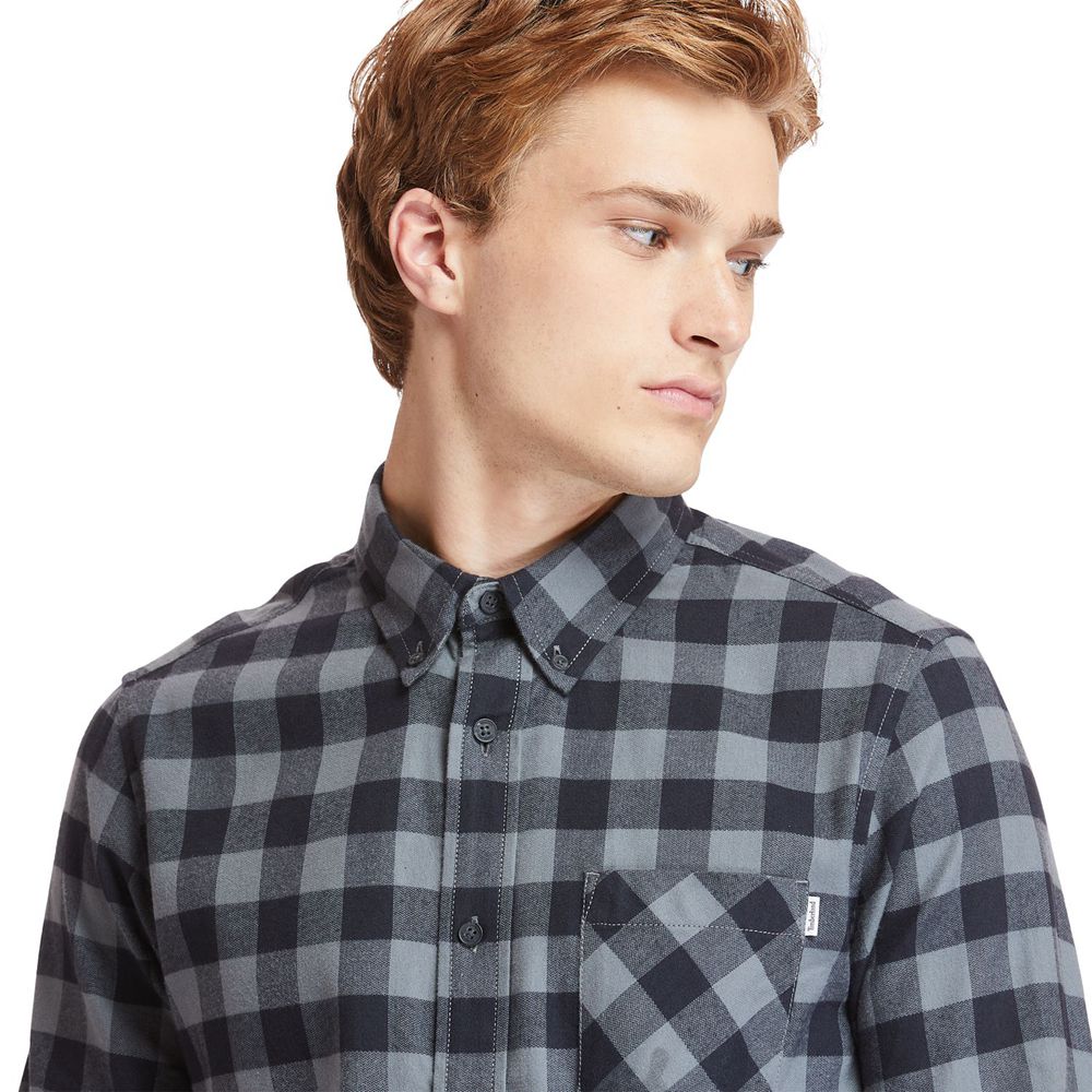 Camasi Timberland Barbati Gri - Nashua River Long-Sleeve Flannel Check - Romania - GVQZHS453